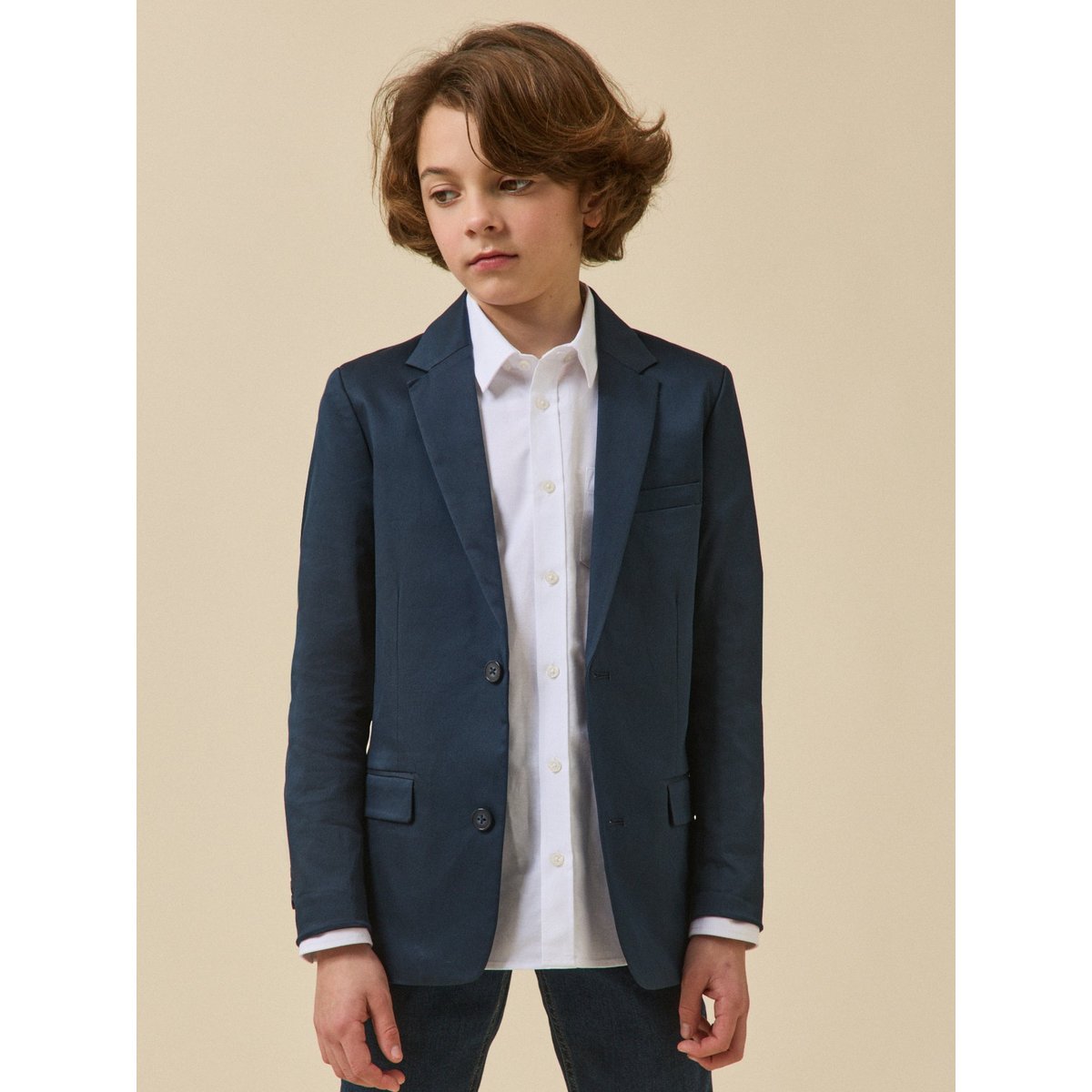 Veste de costume - Collection fêtes et mariages bleu fonce uni, CYRILLUS