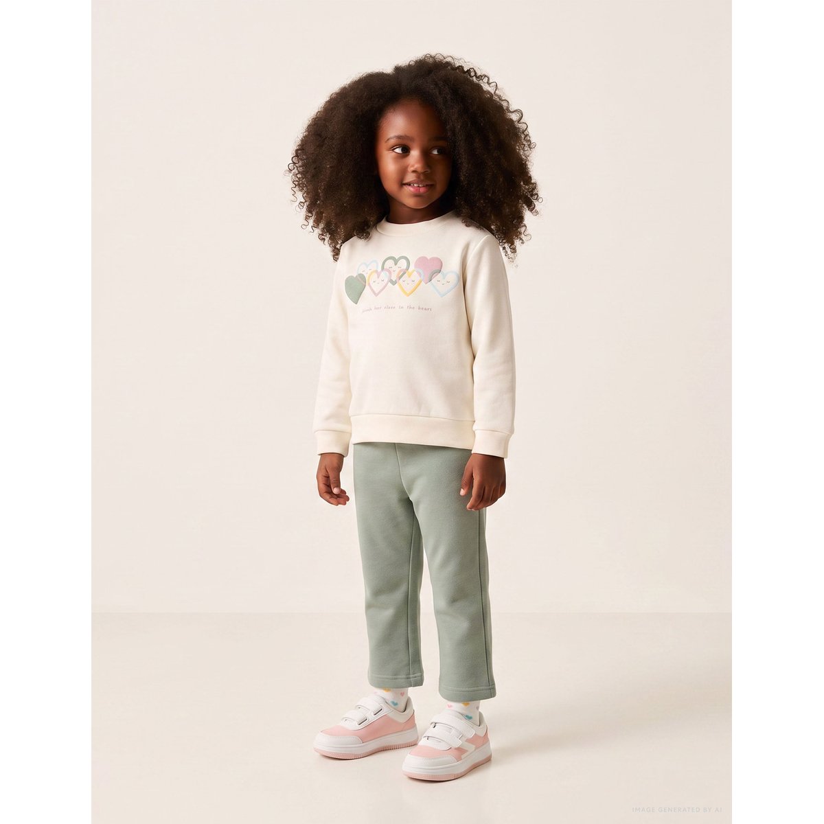 Ensemble de jogging en coton peigné avec imprimé cœur blanc, ZIPPY