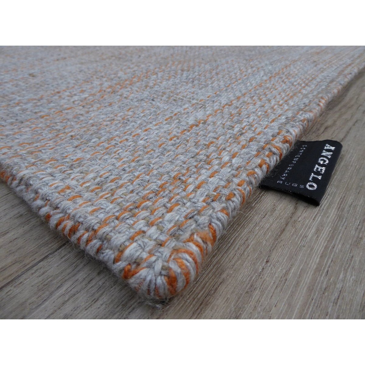Tapis rectangulaire en laine HAMILTON gris, orange, RECOLLECTION