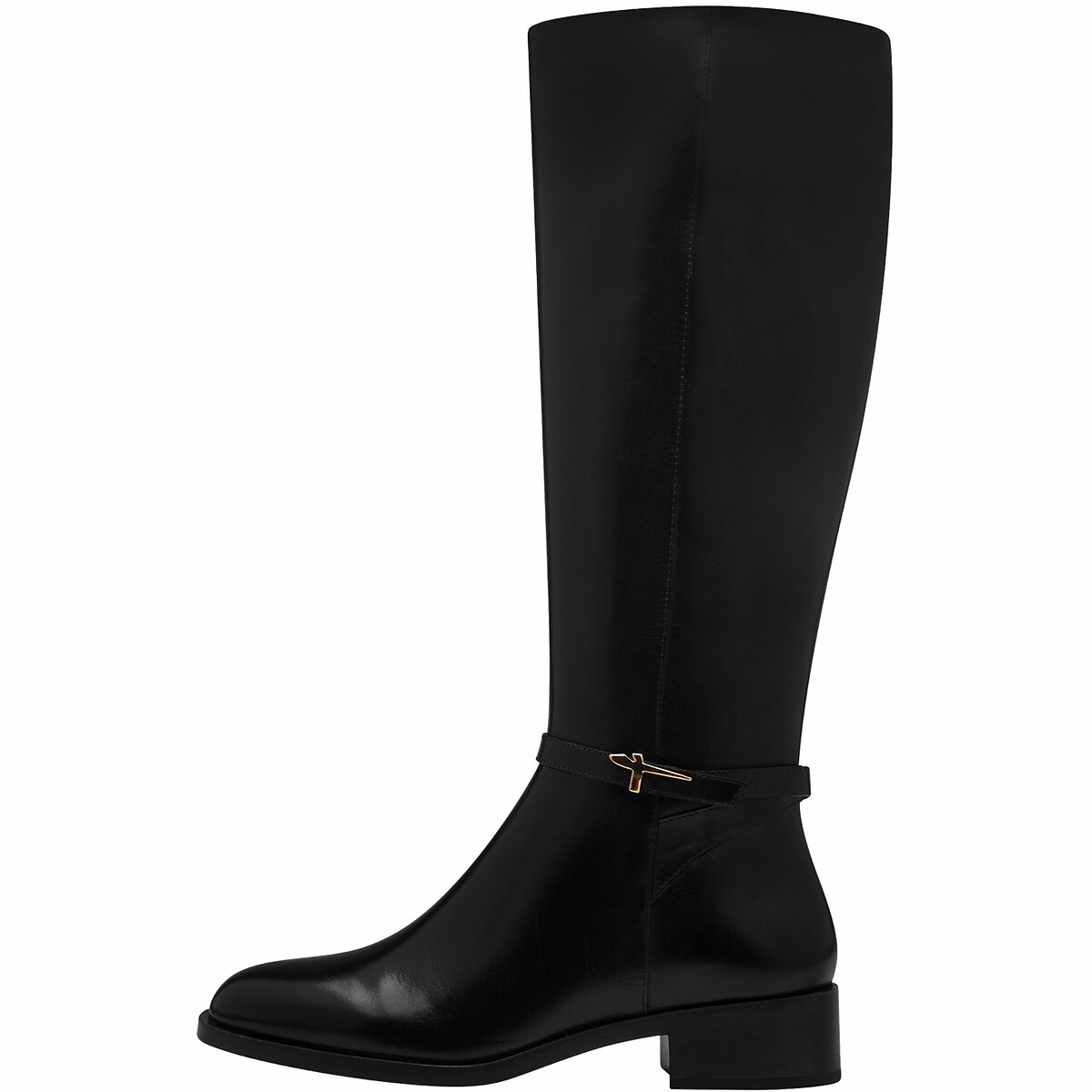 Bottes plates en cuir noir, TAMARIS