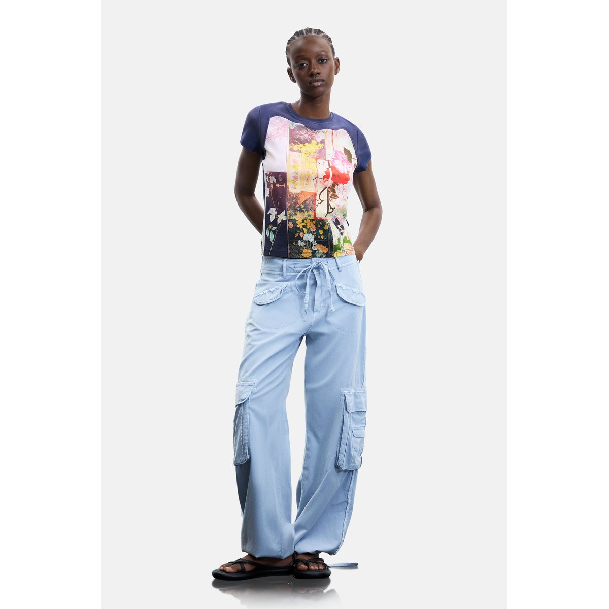 T-shirt imprimé 100 % coton noir, DESIGUAL
