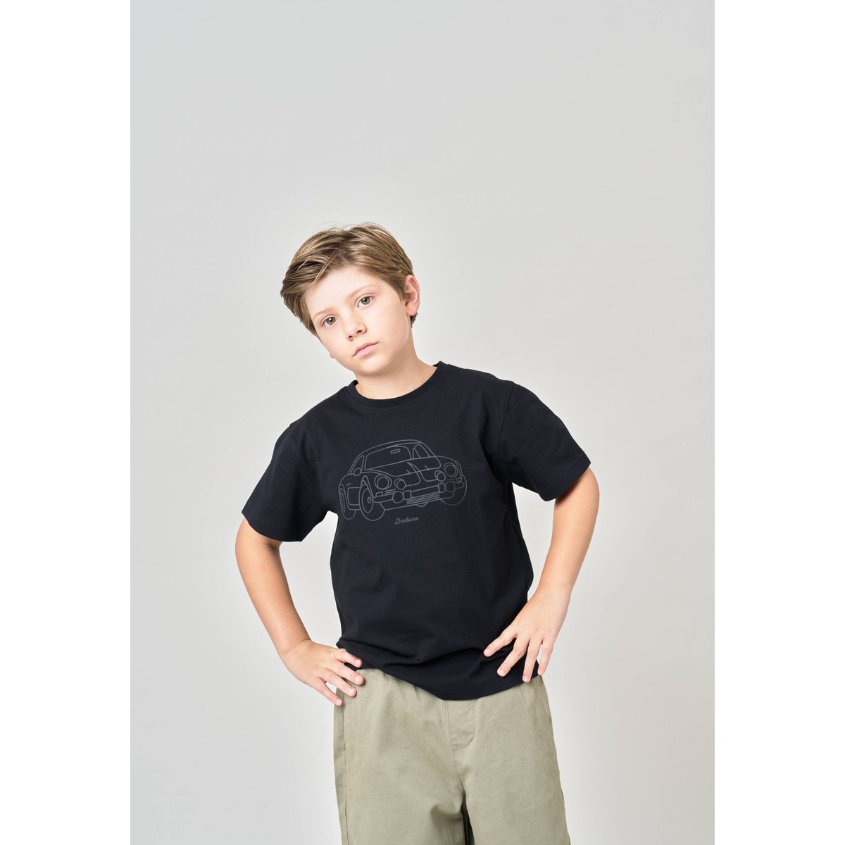T-shirt regular garçon en 100% coton jersey avec imprimé en relief DUSTBORN noir, DEELUXE