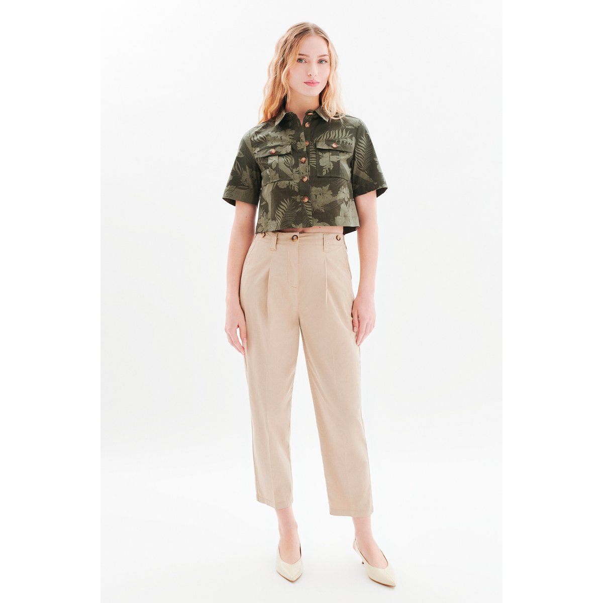 Chemise CLEO vert kaki, CAROLL