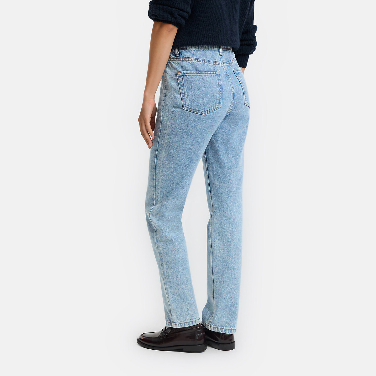 Jeans regular, dritti, vita alta blu double stone, LA REDOUTE COLLECTIONS
