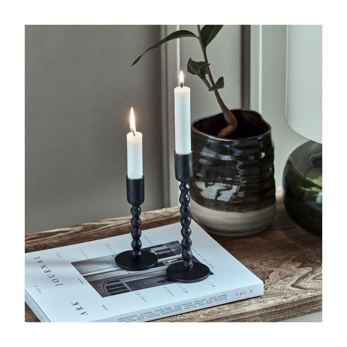 Bougeoir Mala h 13 cm noir, HOUSE DOCTOR