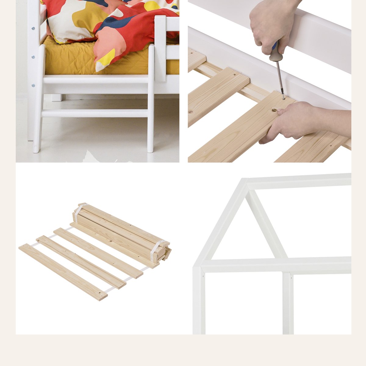Lit Cabane pin massif ECO DREAM blanc, HOPPEKIDS