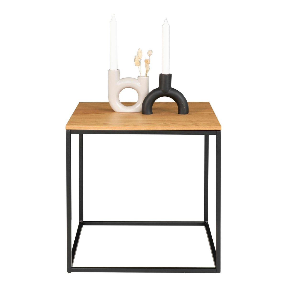 Bout de canapé carré bois / métal bois clair, PIER IMPORT