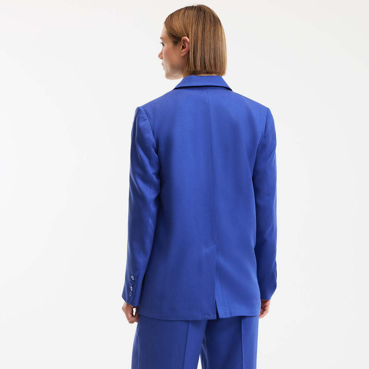Blazer long coupe droite en TENCEL™ bleu électrique, LA REDOUTE COLLECTIONS