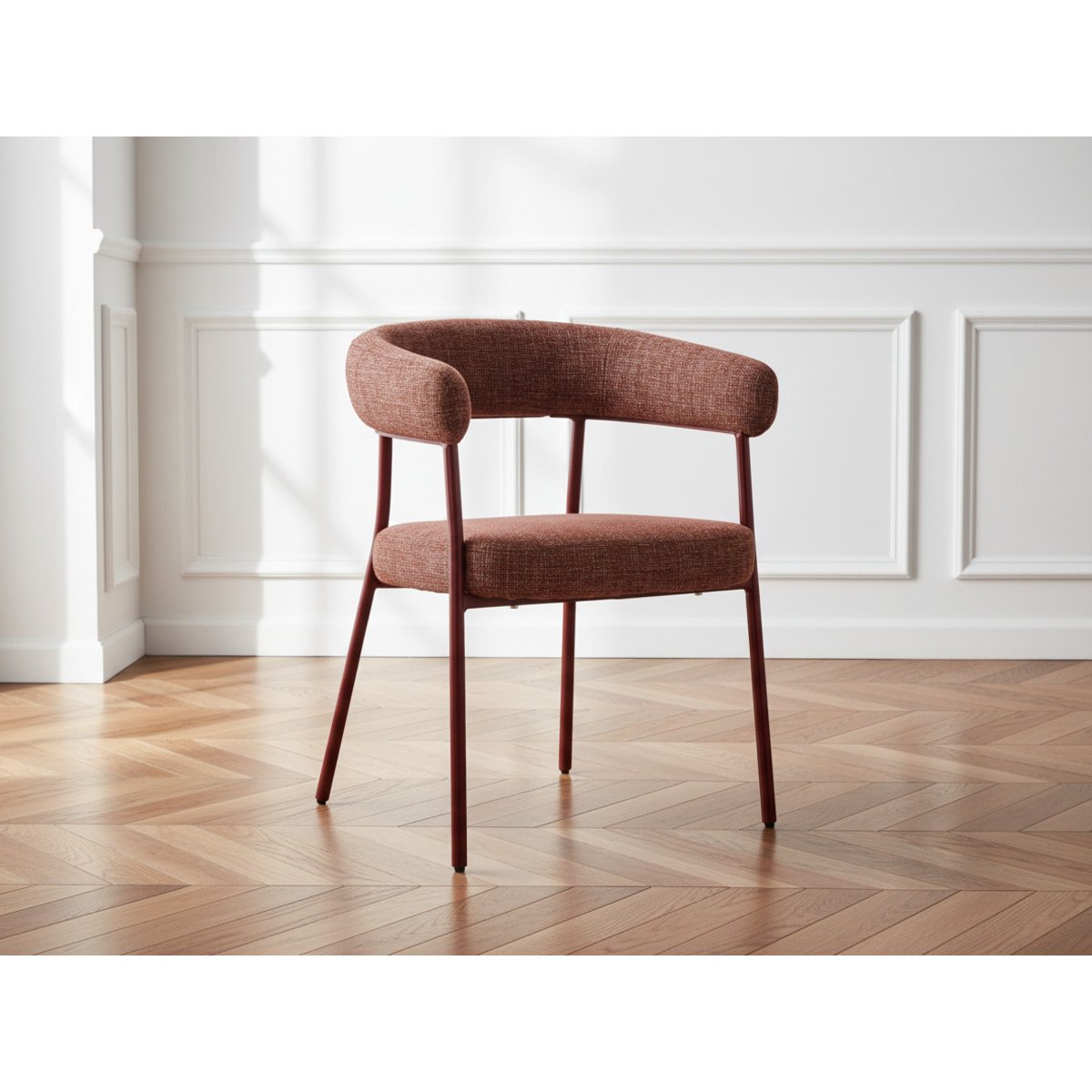 Lot de 2 chaises tissu texturé, ROSA rouge, BOBOCHIC