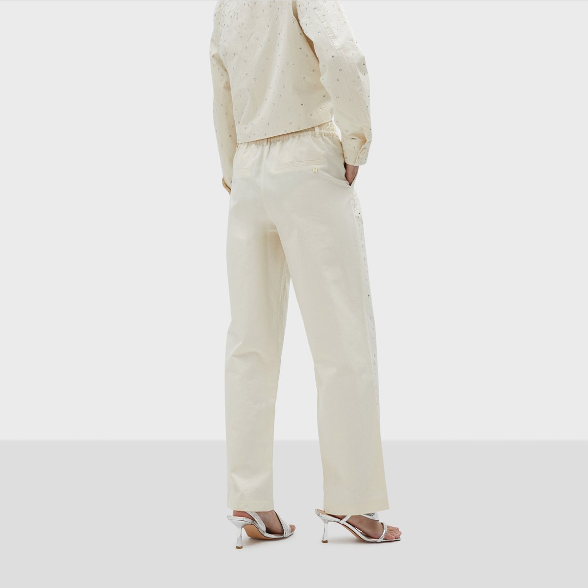 Pantalon droit avec strass ecru, LOLA CASADEMUNT