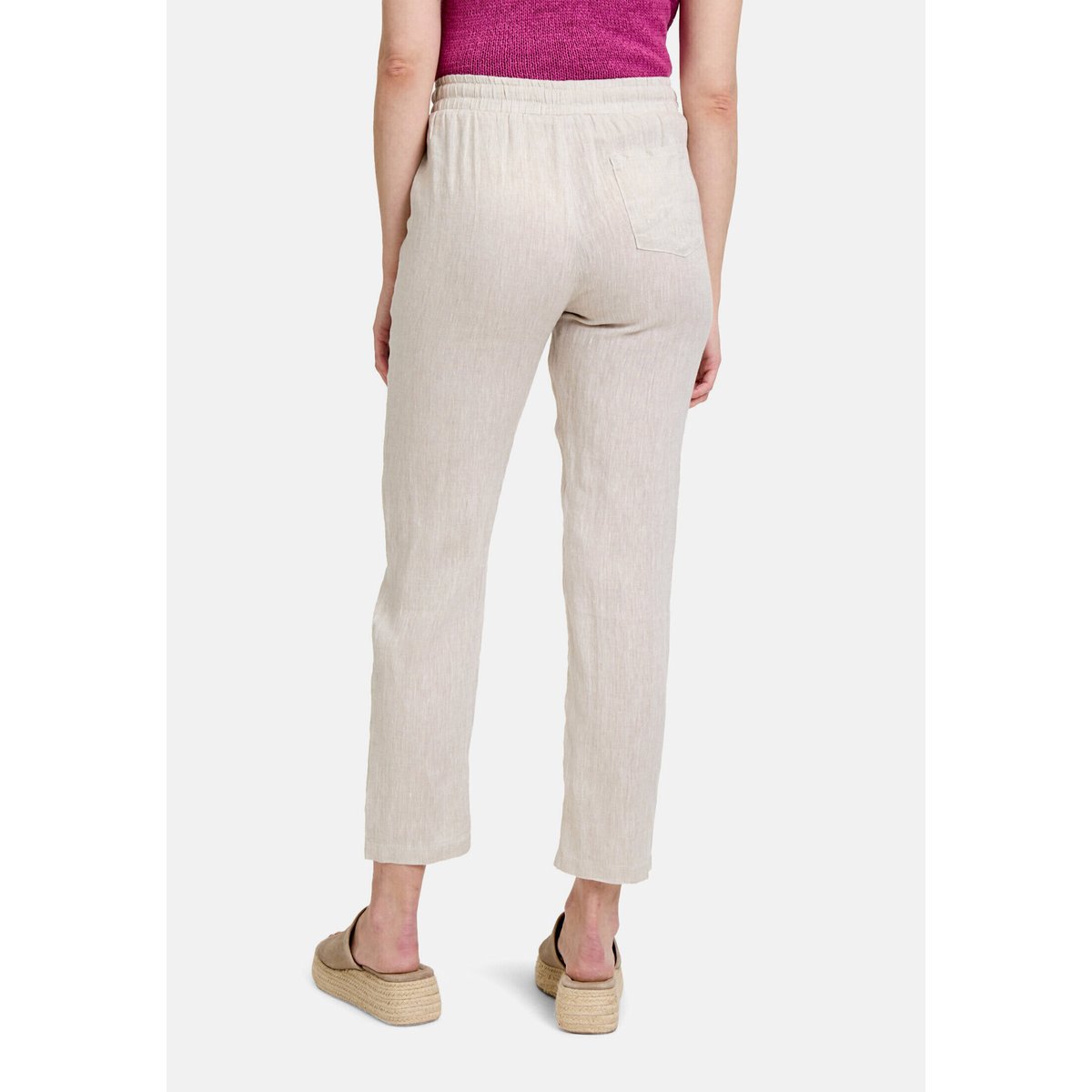 Pantalon en lin à cordon coulissant sous tunnel nature/cream, CARTOON