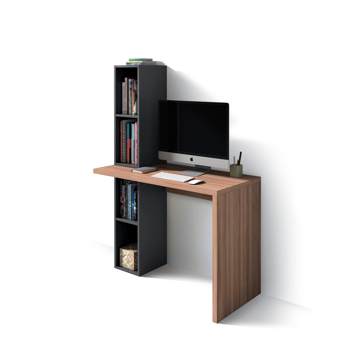 Bureau en placard, LONDRES noyer-graphite, HERDASA