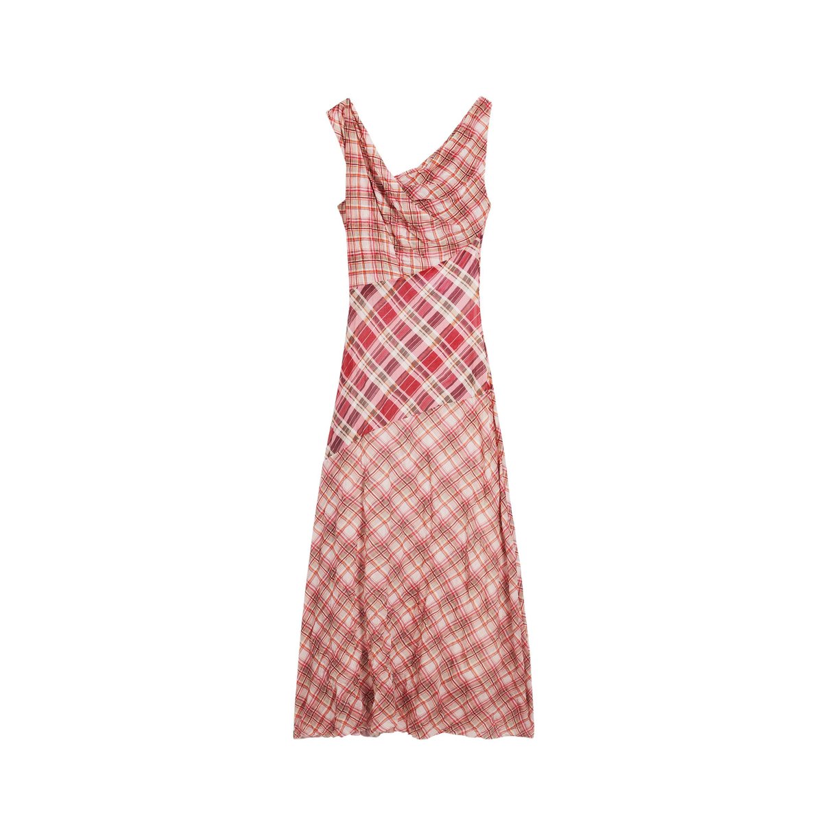 Robe à bretelles à carreaux rouge, DESIGUAL