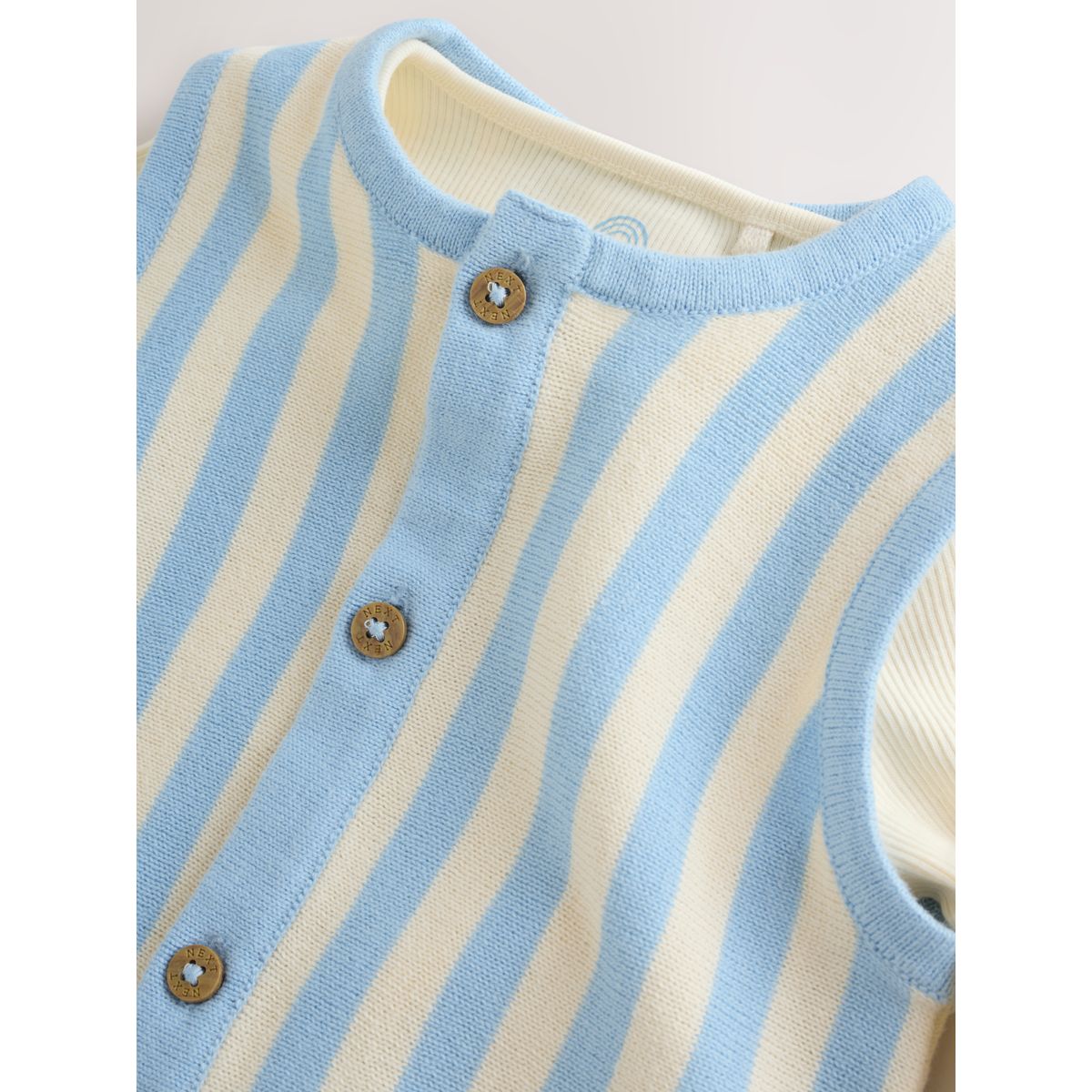 Ensemble body et salopette en maille bébé rayures bleues, NEXT