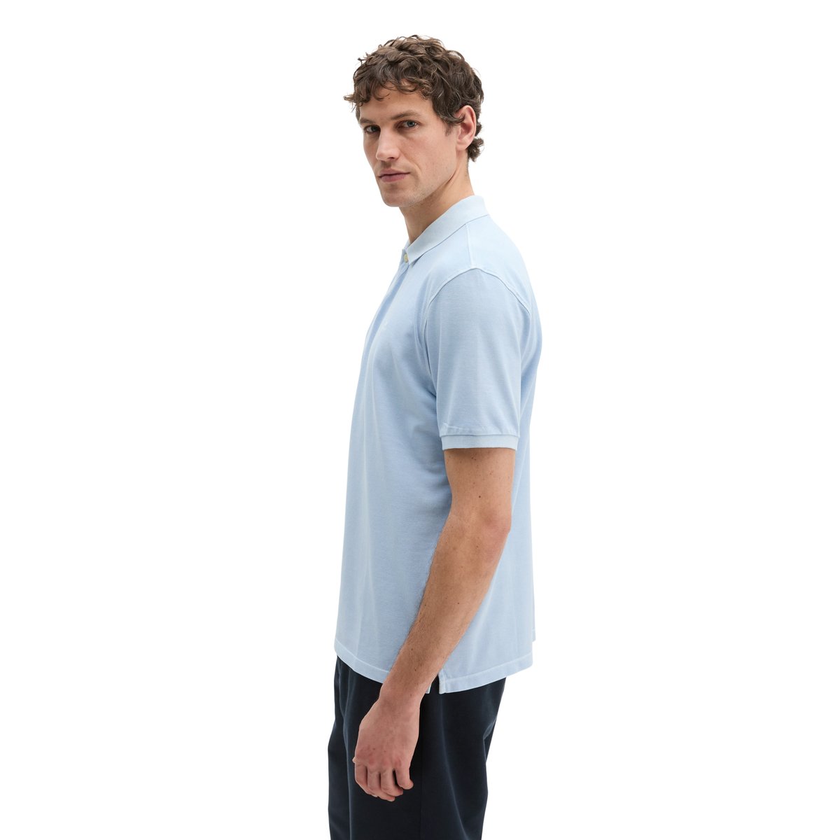 Polo Piqué Garment-dyed régulier en coton bio bleu, MARC O'POLO