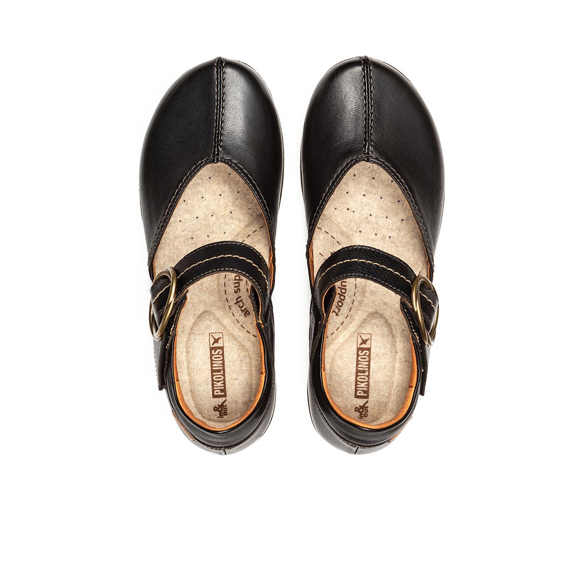 Chaussures plates cuir Granada black, PIKOLINOS