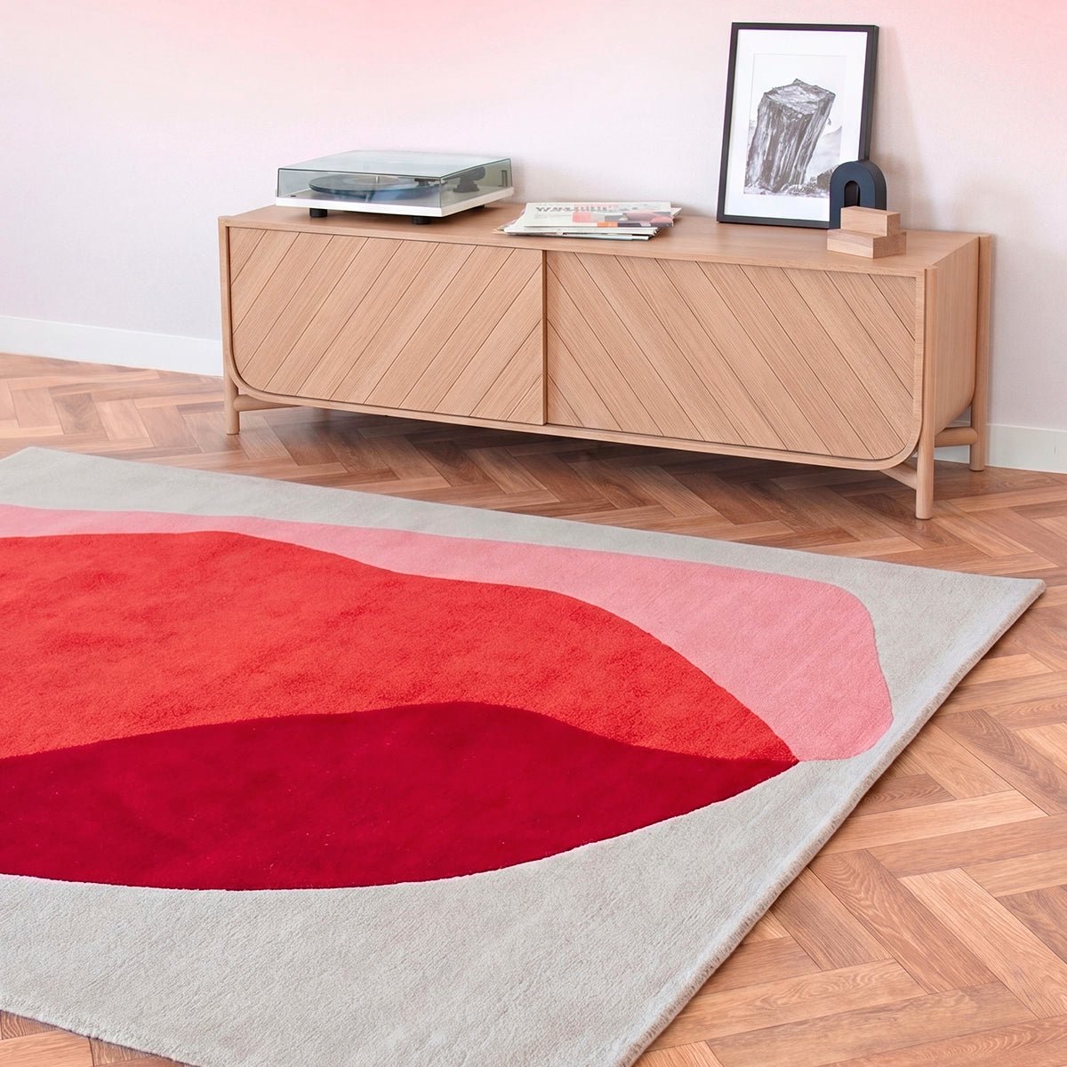 Tapis en laine tuftée rectangulaire, JANE rouge, rose, HARTO