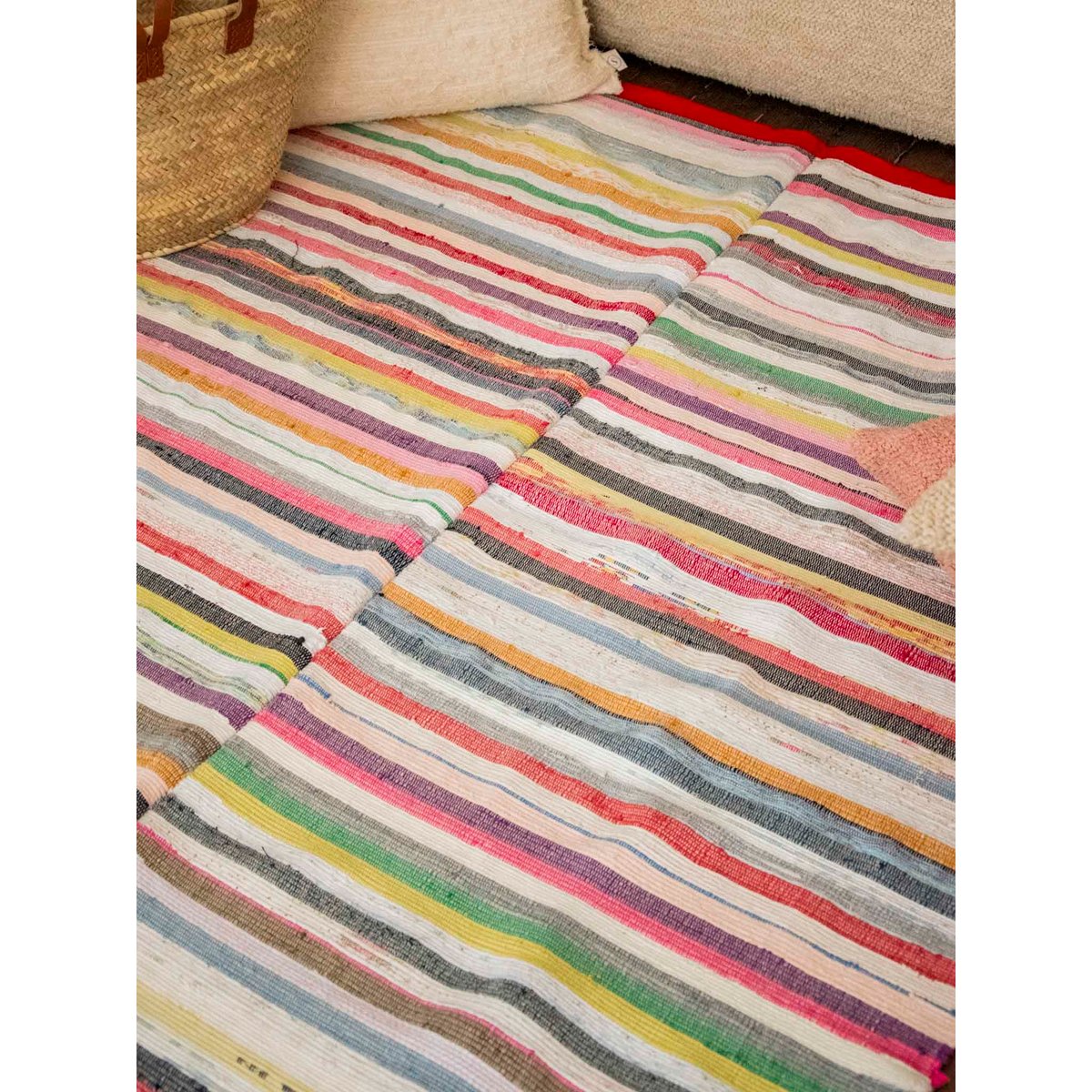 Tapis rayé multicolore Olivier N°128 - Bon état multicolore, DEBONGOUT
