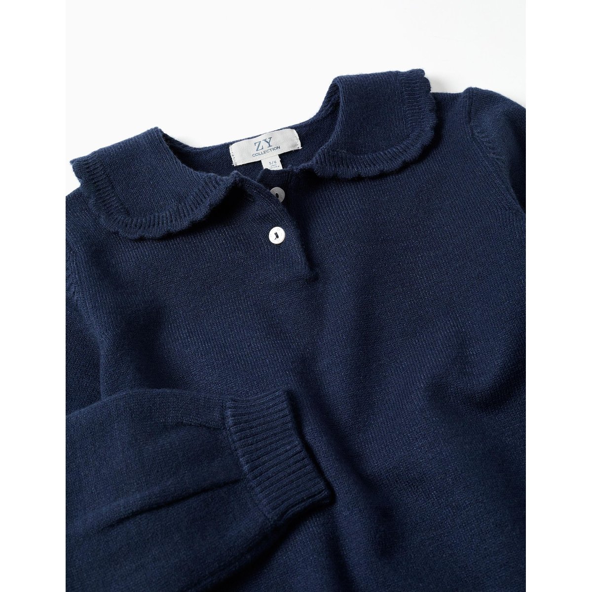 Pull en maille avec col à festons bleu foncé, ZIPPY