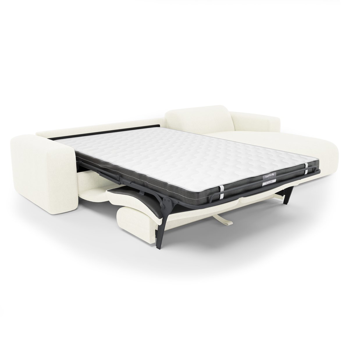 Canapé angle droit convertible 5 places en velours côtelé MYRA crème, SIA HOME
