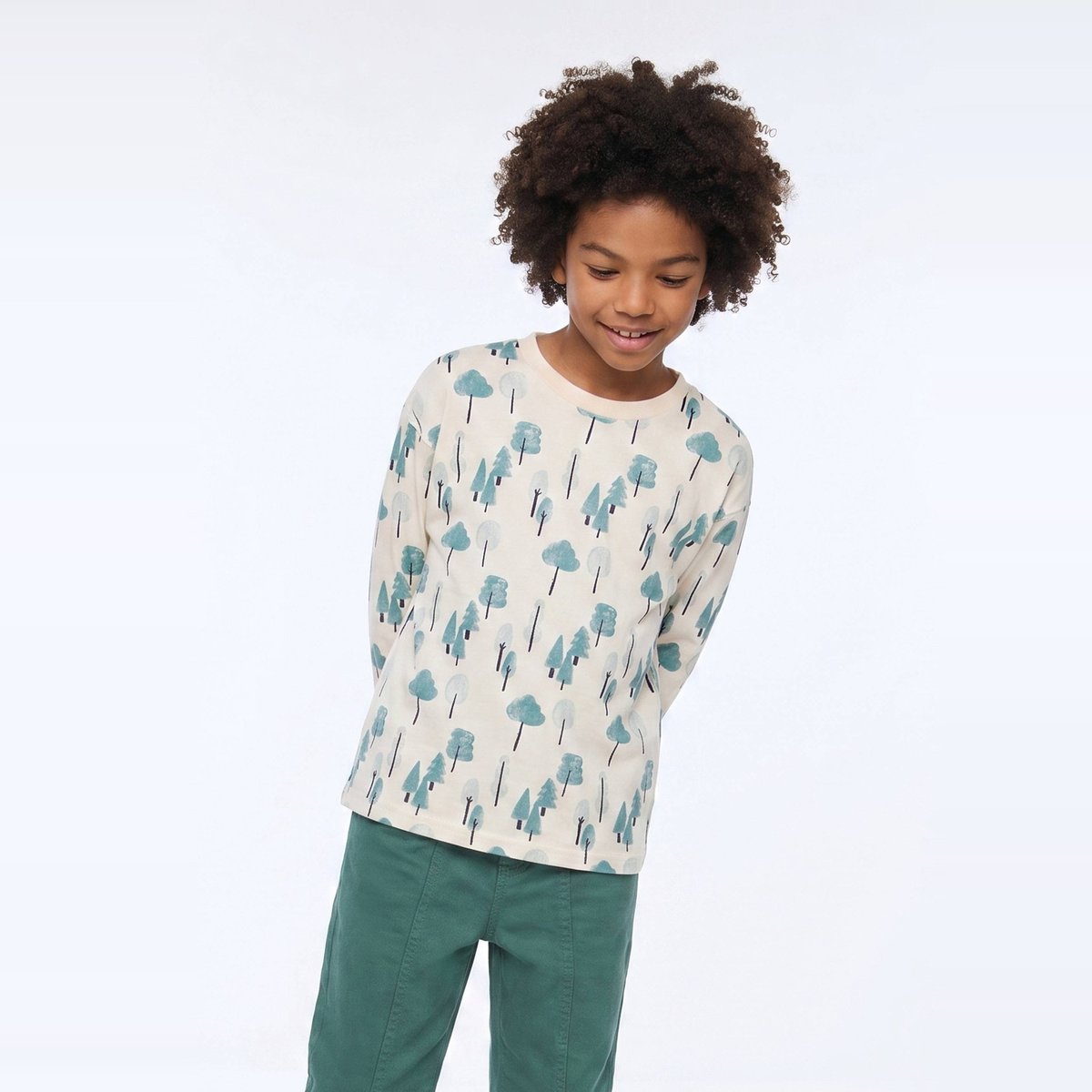 T-Shirt manches longues avec imprimé texturé montagnes en coton BIO, certifié OEKO-TEX naturel, MONOPRIX