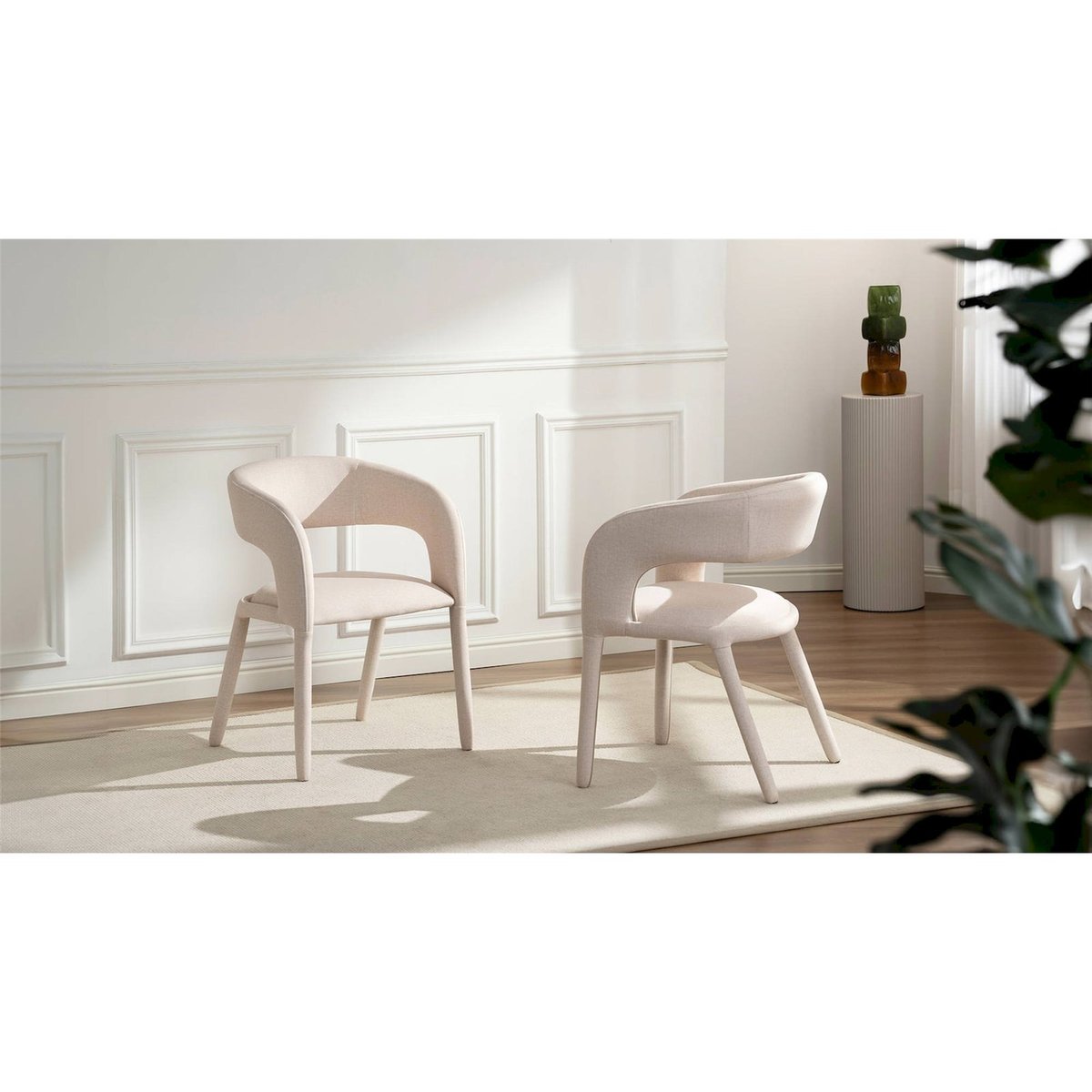 Chaise de salle à manger en velours SONSIFY crème velours, RECOLLECTION