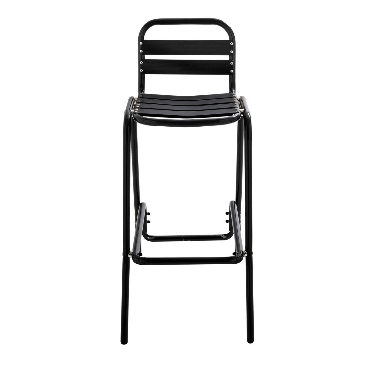 Ensemble 4 chaises hautes en aluminium anodisé, SOHO noir, OVIALA