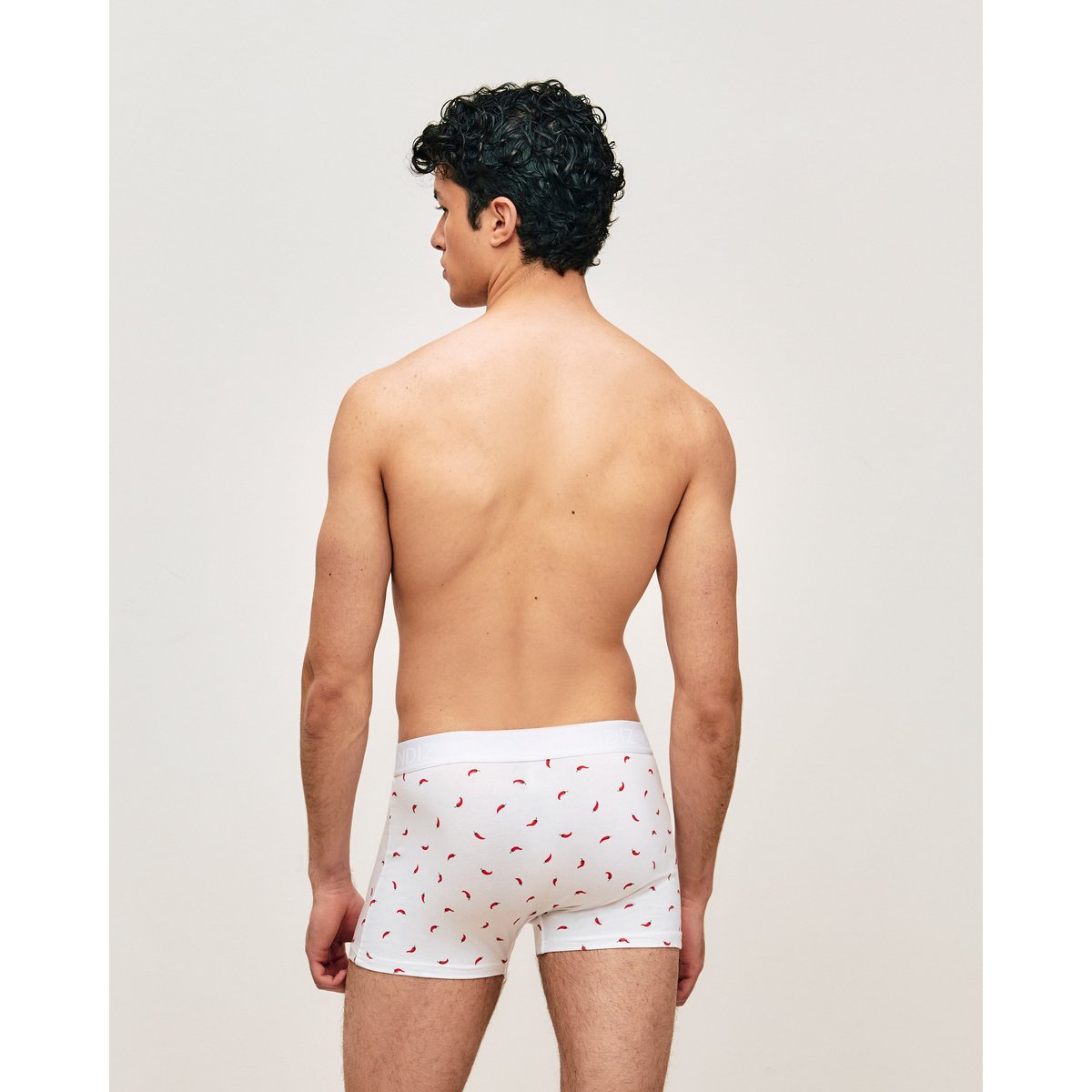 Boxer en coton motifs piments REPEATIZ PAPRI blanc, UNDIZ