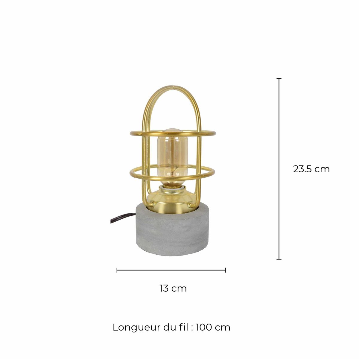 Lampe à poser en métal et verre, PERNEF doré, C-CREATION