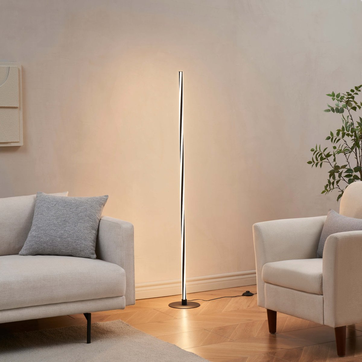 Lampadaire torsadé avec variateur - TELVO noir, KOSILUM