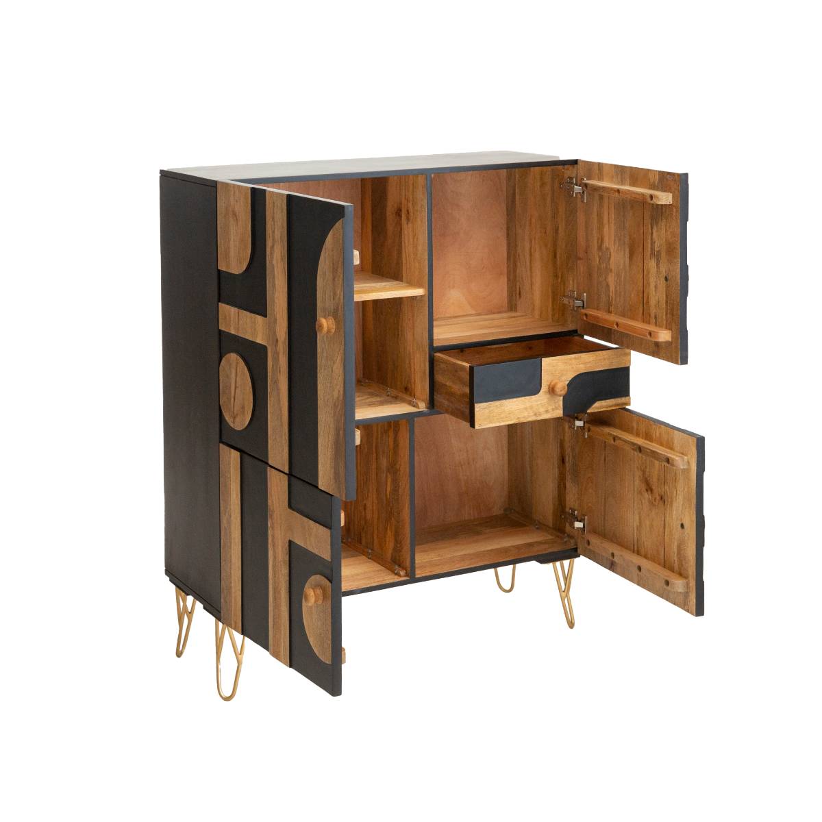 Buffet en bois de manguier COLOMBINE noir, MADE IN MEUBLES 
