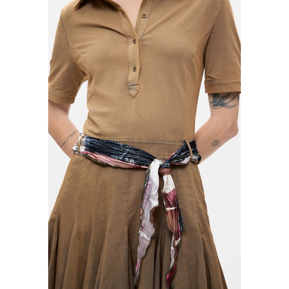 Robe chemise à manches longues vert, DESIGUAL