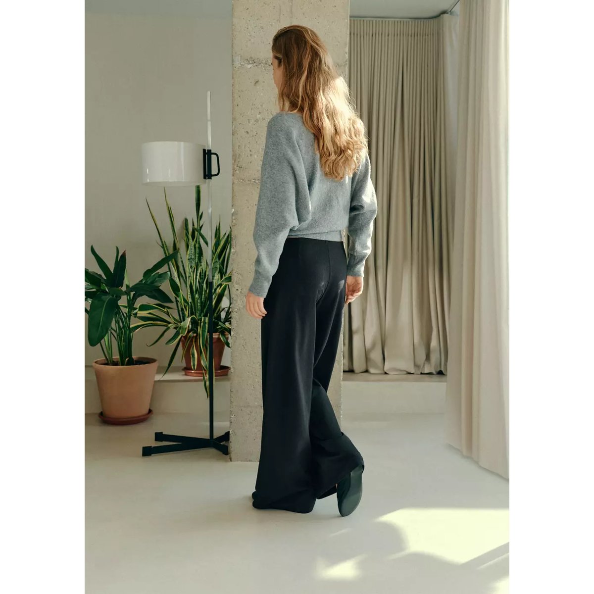 Pantalon œillets avec ceinture gris, MANGO TEEN