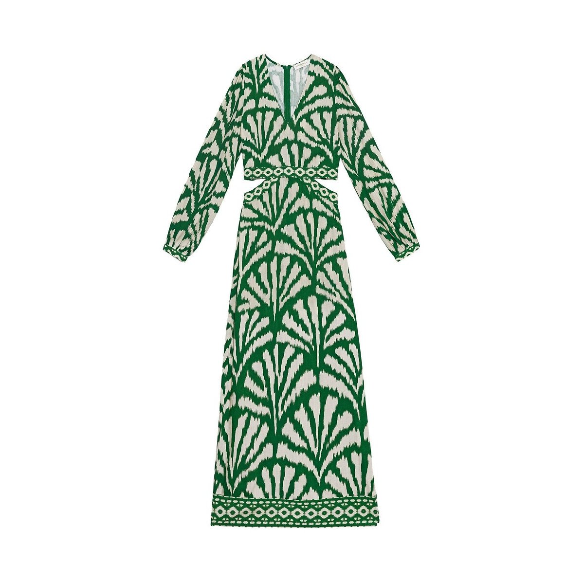 Royce Printed Midi Dress with V-Neck and Cut-Out Details green print, LA PETITE ETOILE