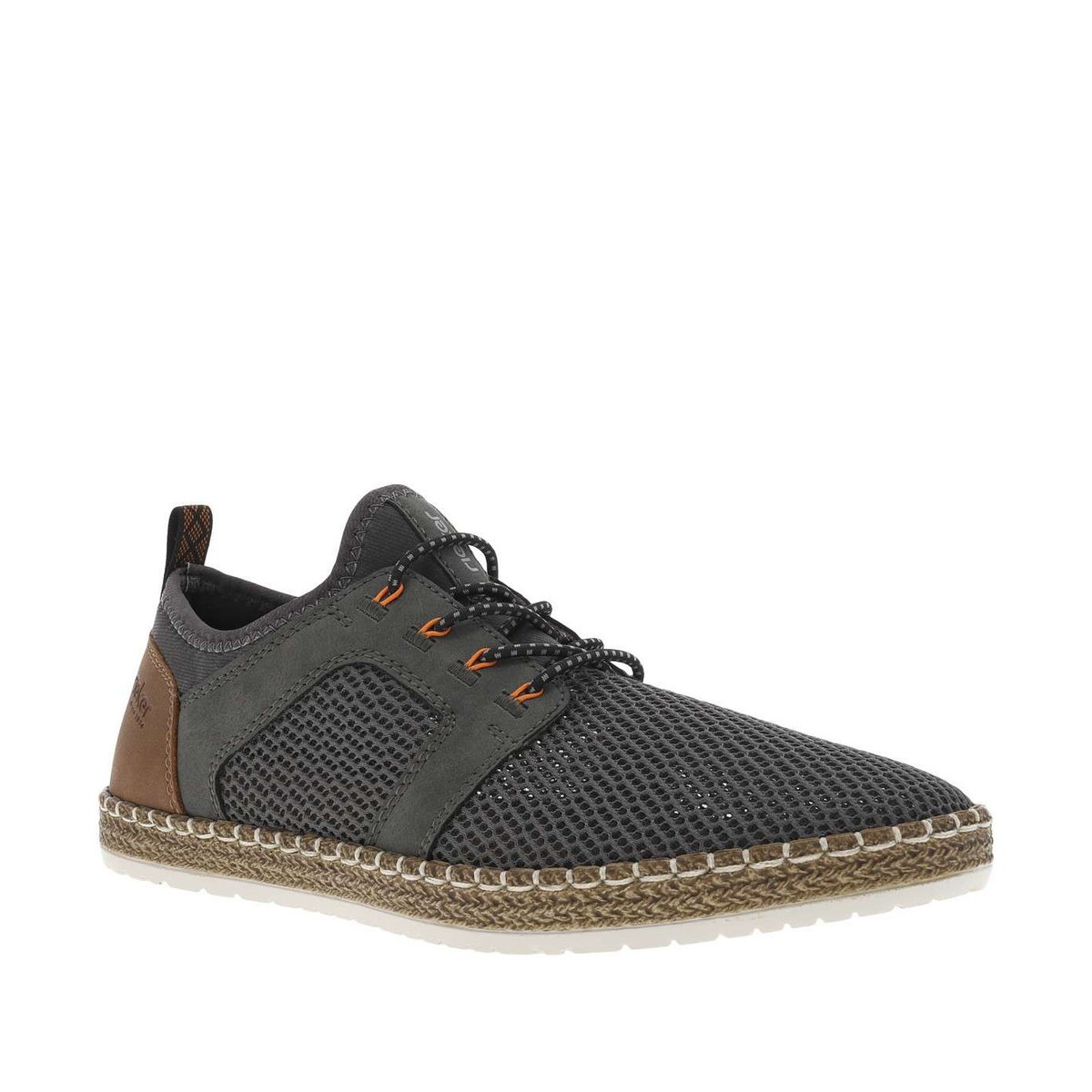 Sneakers en filet ajouré grises anthracite à semelle plate beige anthracite, RIEKER