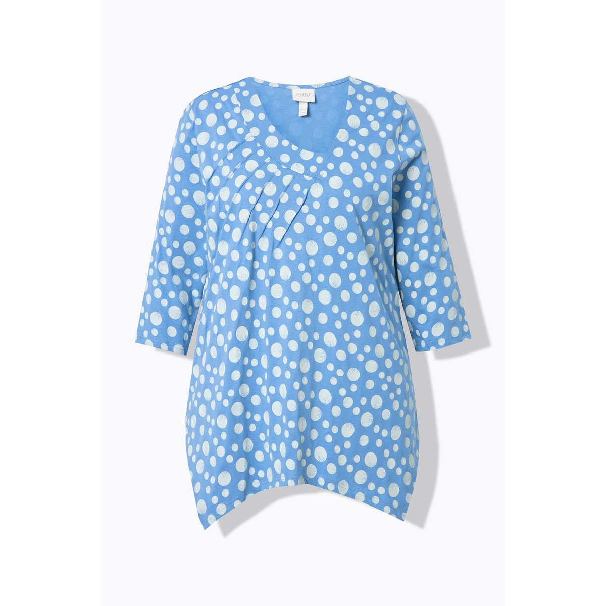 Chemise, ourlet en pointes, col en V bleuet clair, ULLA POPKEN