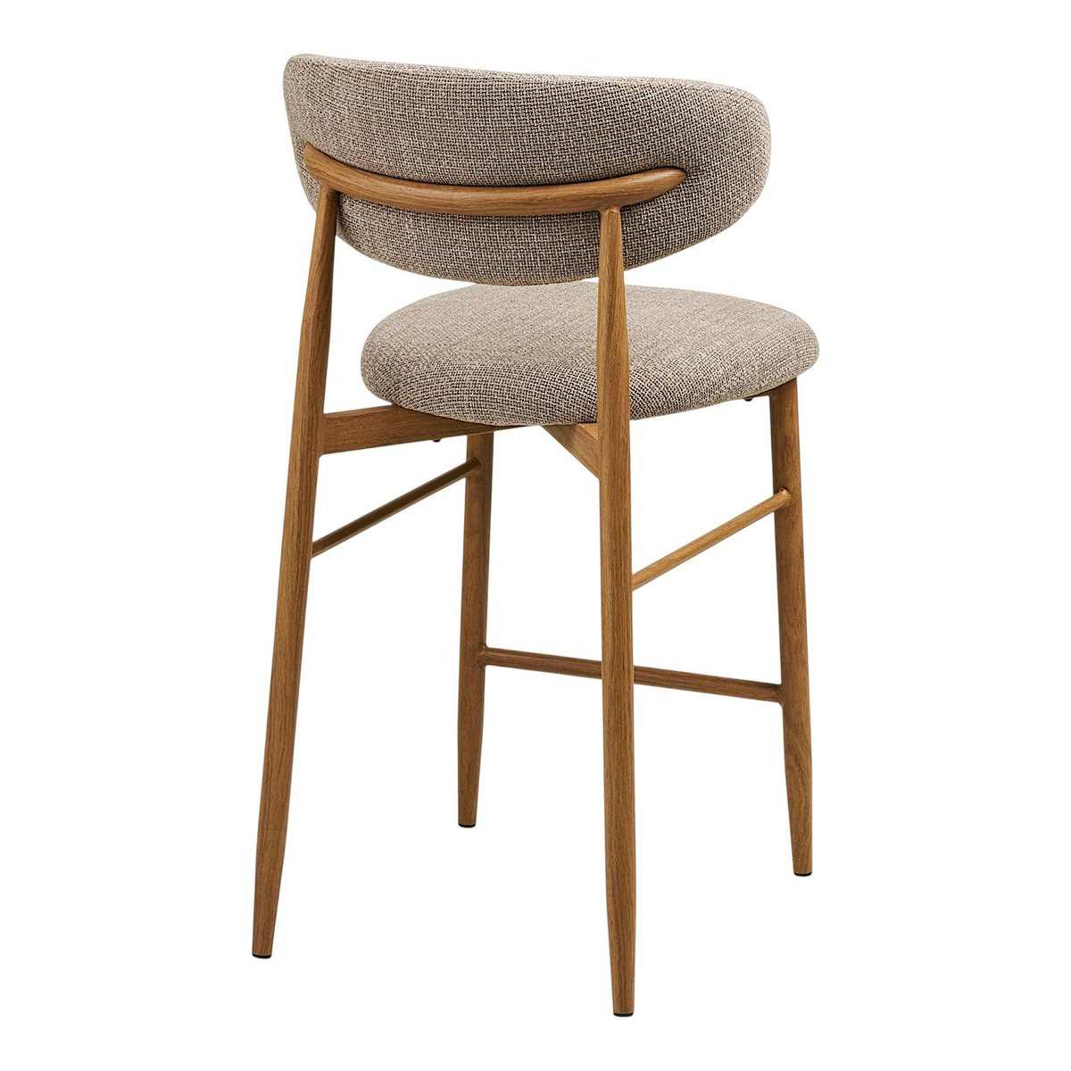 Chaise de bar bois et tissu avec repose-pied (lot de 2) AMSTERDAM bois clair, PIER IMPORT