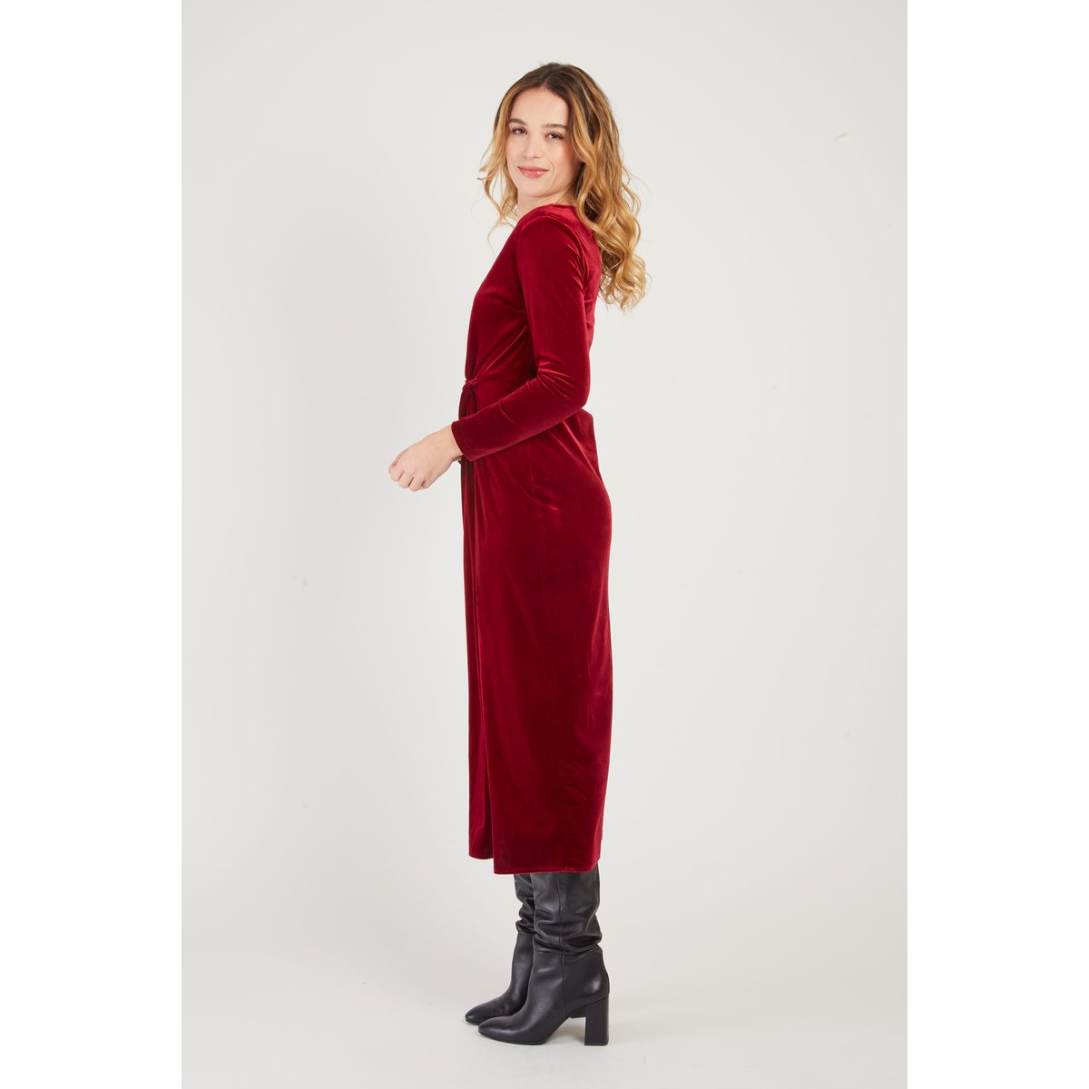 Robe longue en velours EDMEE rouge, DERHY
