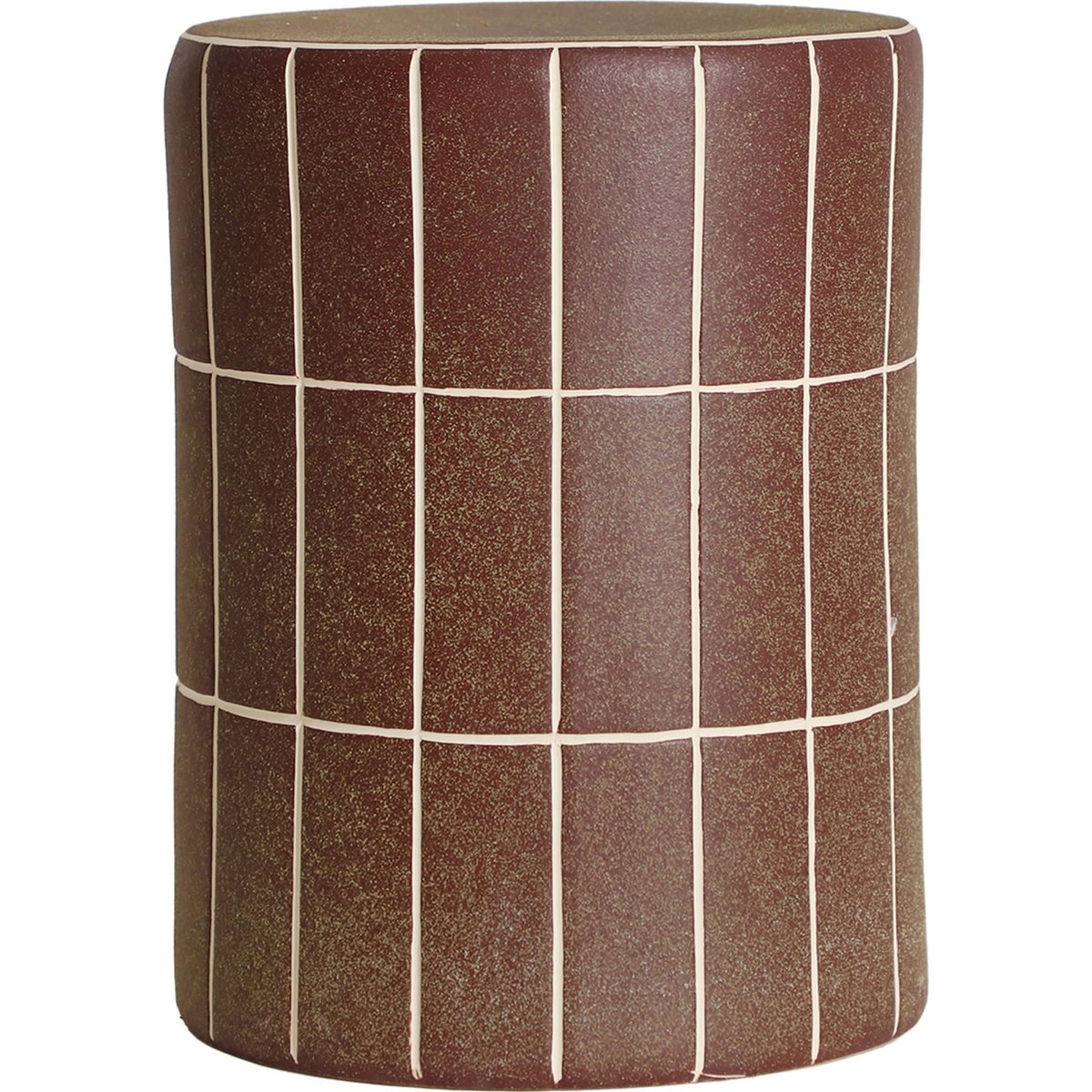 Table d'appoint en céramique collection S.TANK marron mat avec lignes contrastées, RECOLLECTION