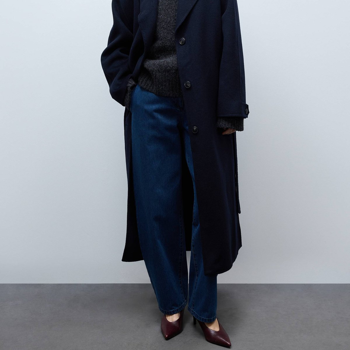 Manteau double face ceinturé contenant de la laine cachalot, MONOPRIX