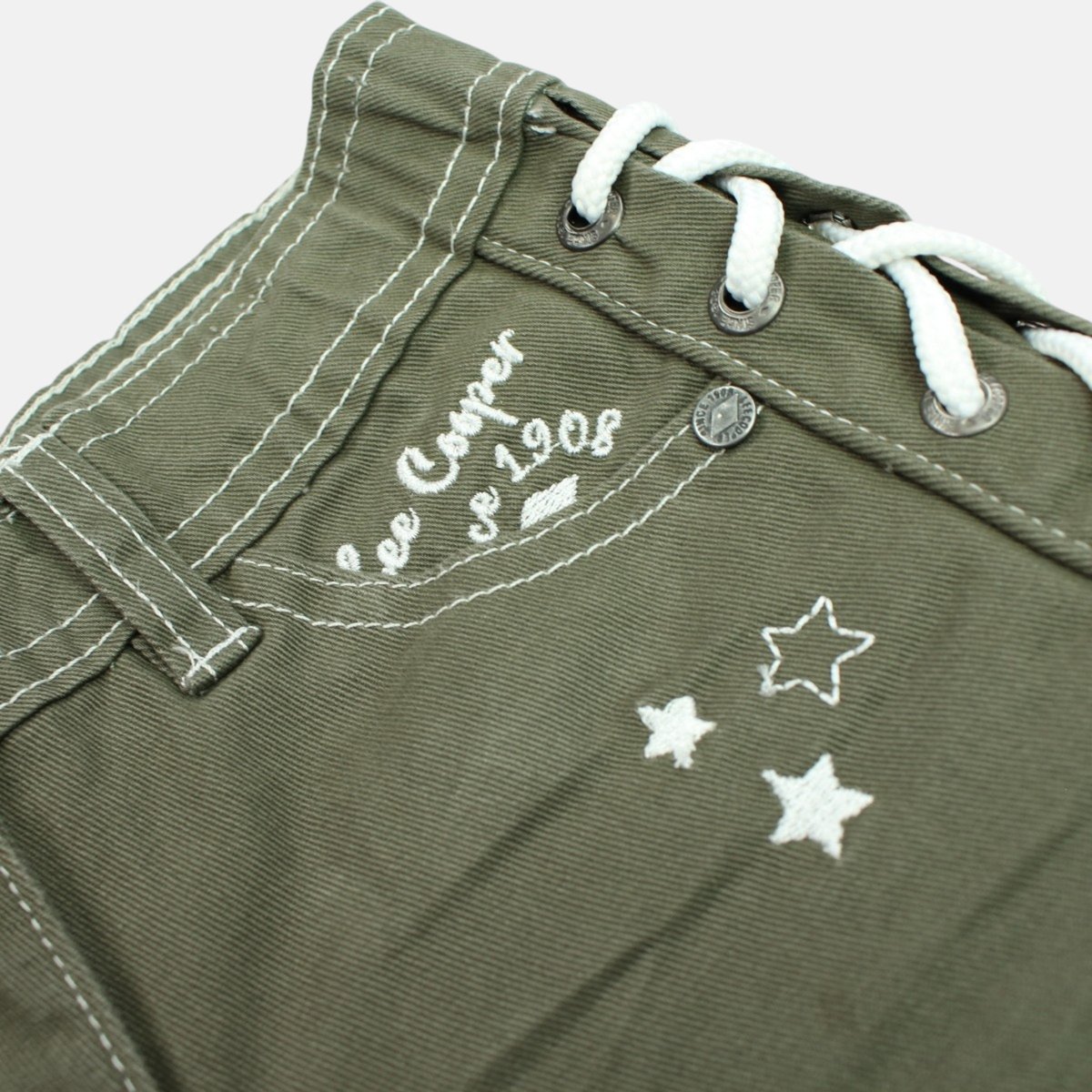 Short en jean à laçage latéral, coupe décontractée ROCK GIRL vert kaki, LEE COOPER
