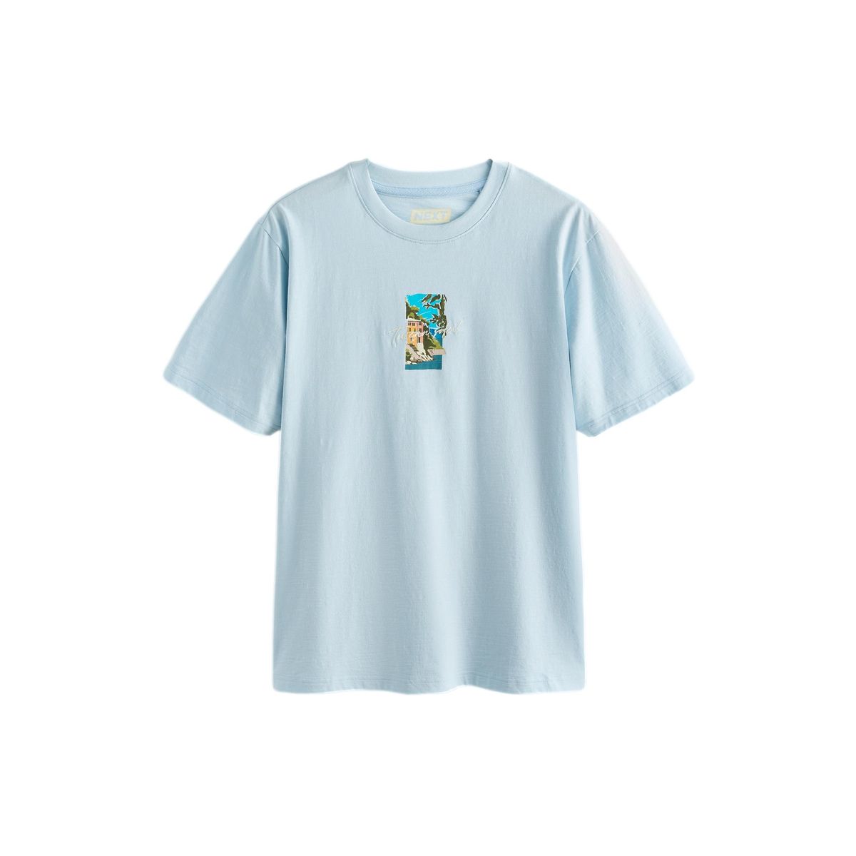 T-shirt flammé à imprimé scène bleue, NEXT