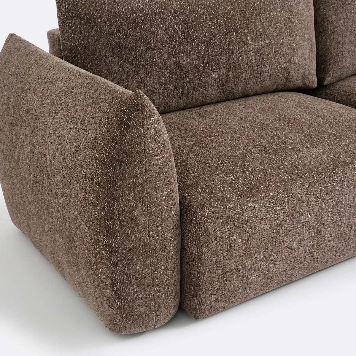 Sofá-cama de 3 lugares, chenille mesclado, Edith castanho-chocolate, LA REDOUTE INTERIEURS