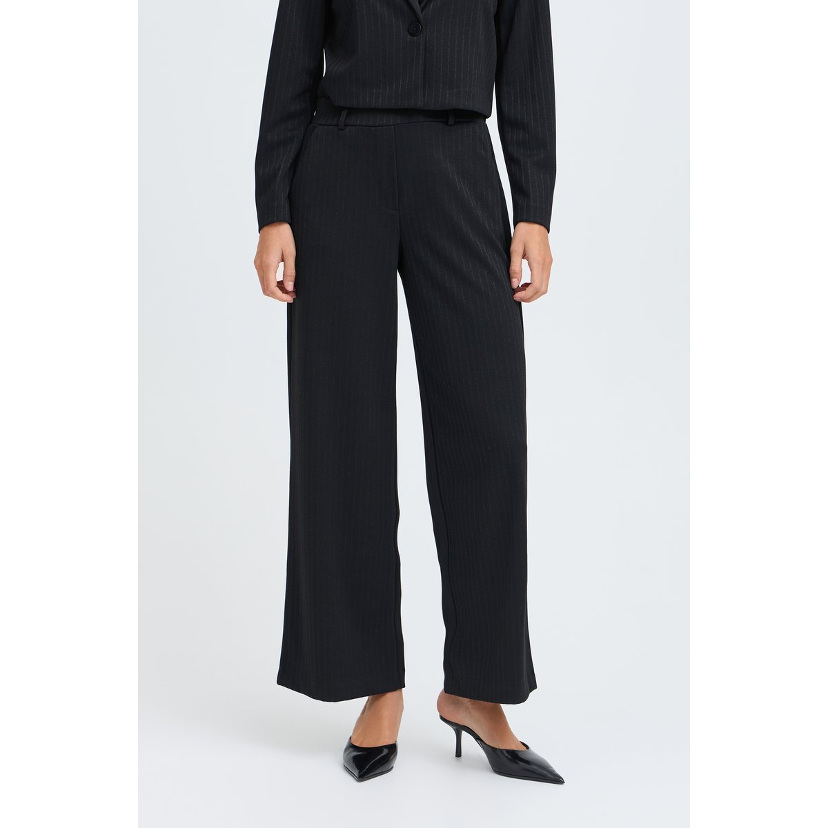 Pantalon noir meteorite pinstripe, B.YOUNG