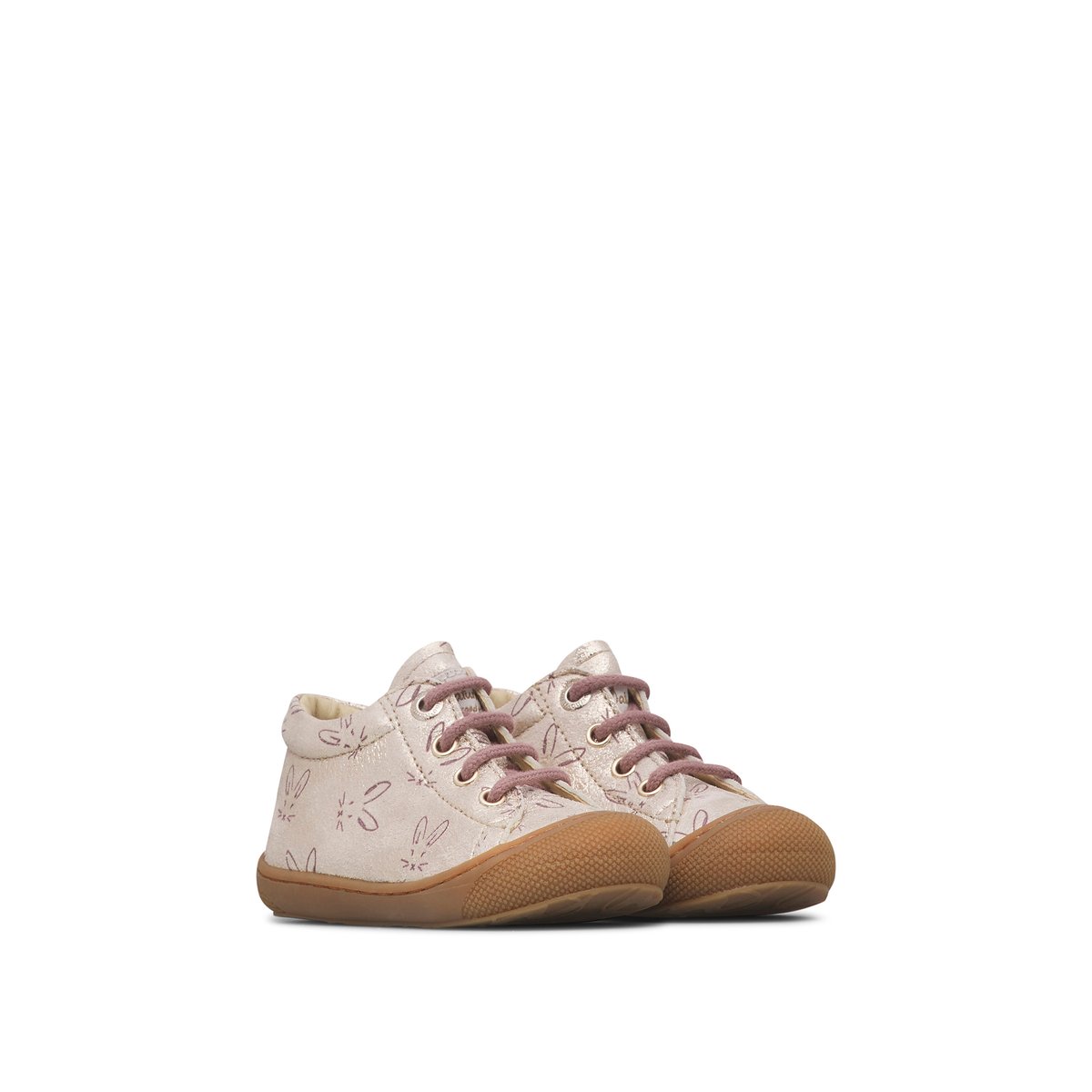 Chaussures premiers pas en cuir COCOON platine-rose, NATURINO