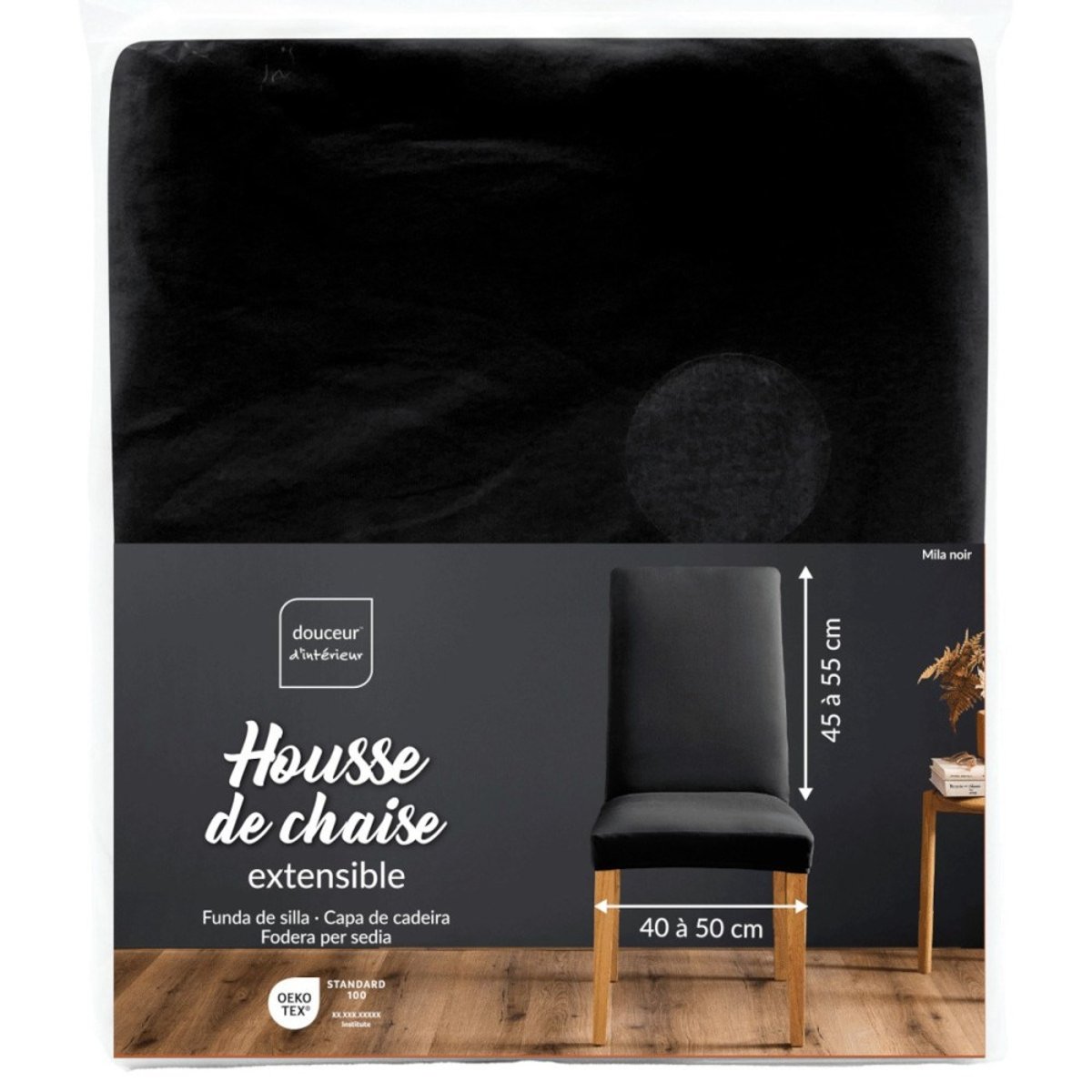 Housse De Chaise Extensible En Polyester Coloris Noir noir, DECORATIE