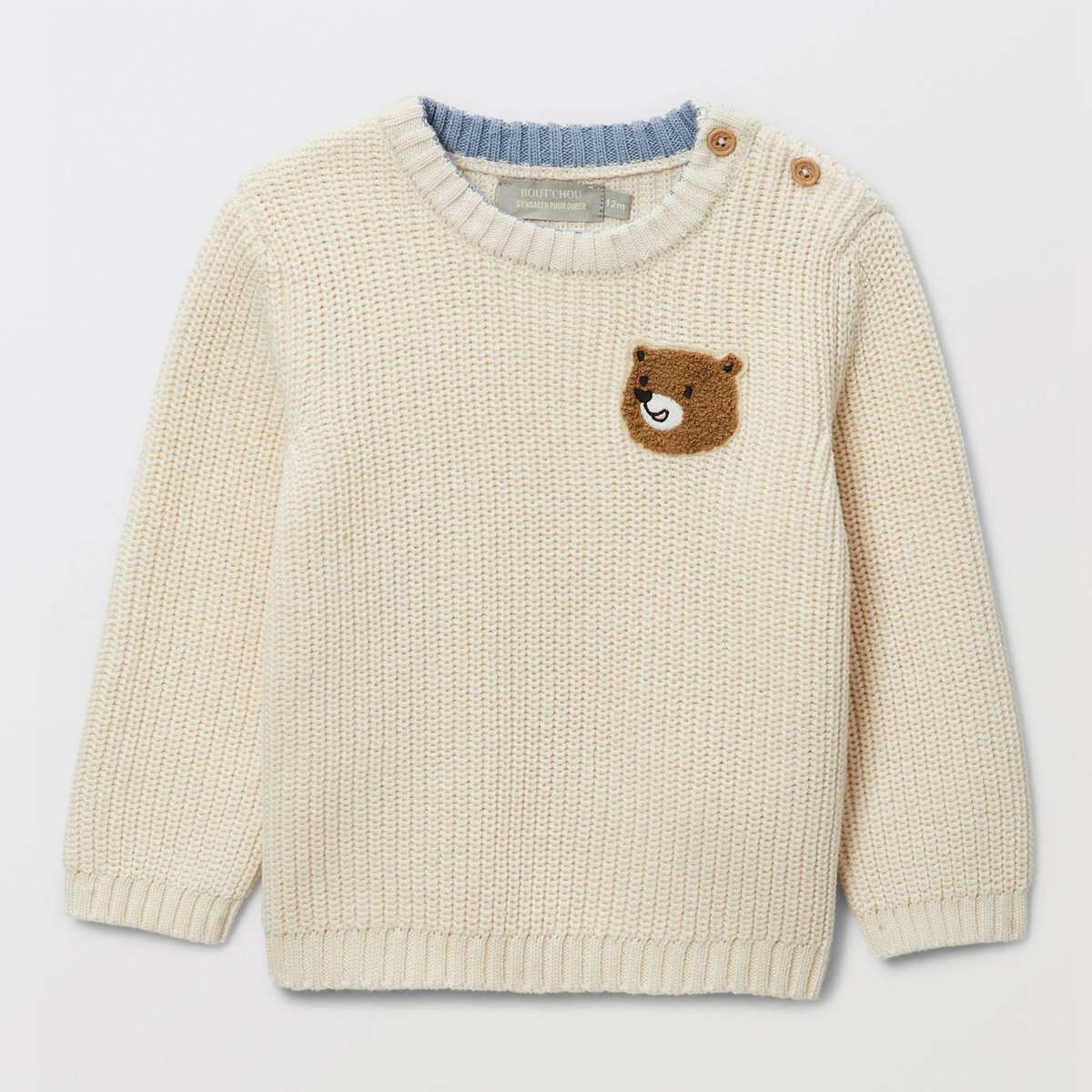 Pull avec patch en coton naturel, BOUT'CHOU