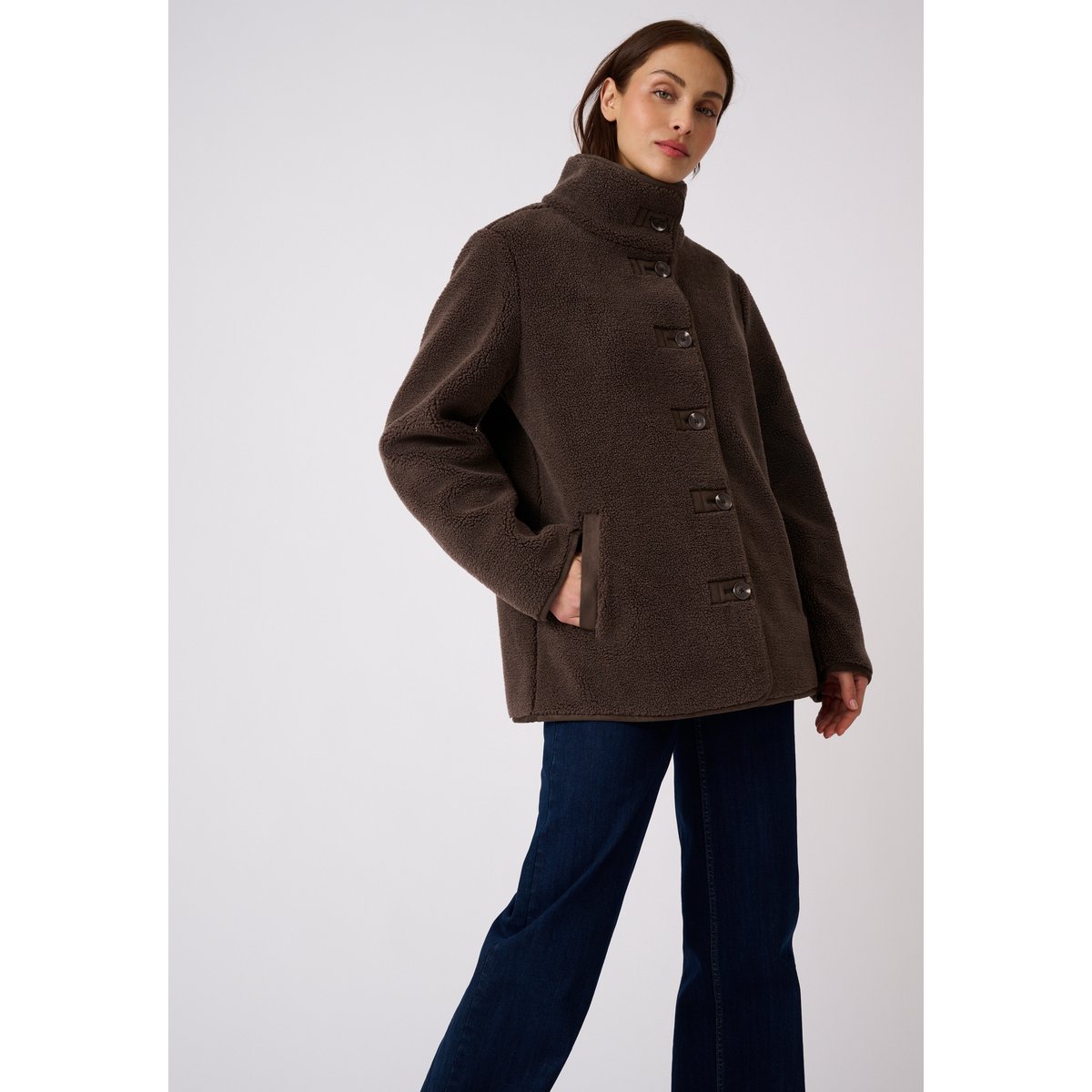 Veste imitation peau lainée marron, DAMART