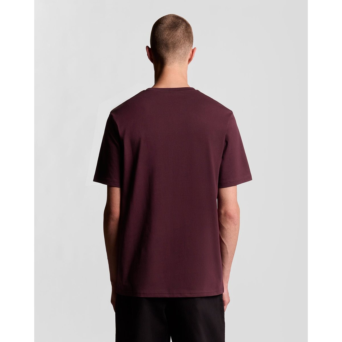T-shirt en coton col rond rouge bordeaux, LYLE & SCOTT