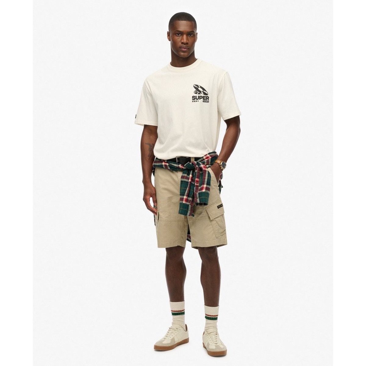 T-shirt oversize Record Label crème, SUPERDRY
